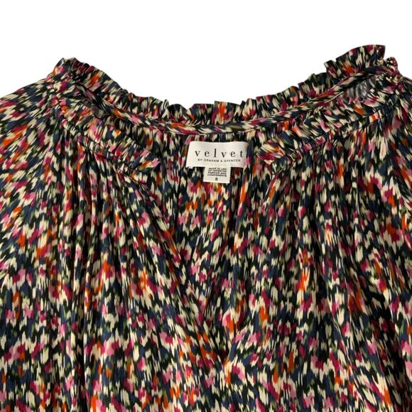 Velvet By Graham & Spencer Mini Dress S Multicolor Long Sleeve Drop Waist Boho - Picture 4 of 12